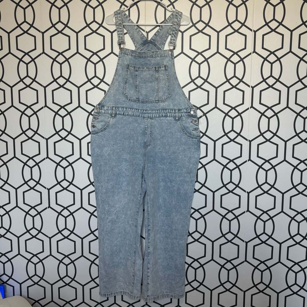 Shein Curve Acid Wash Denim Overalls Size XXL
